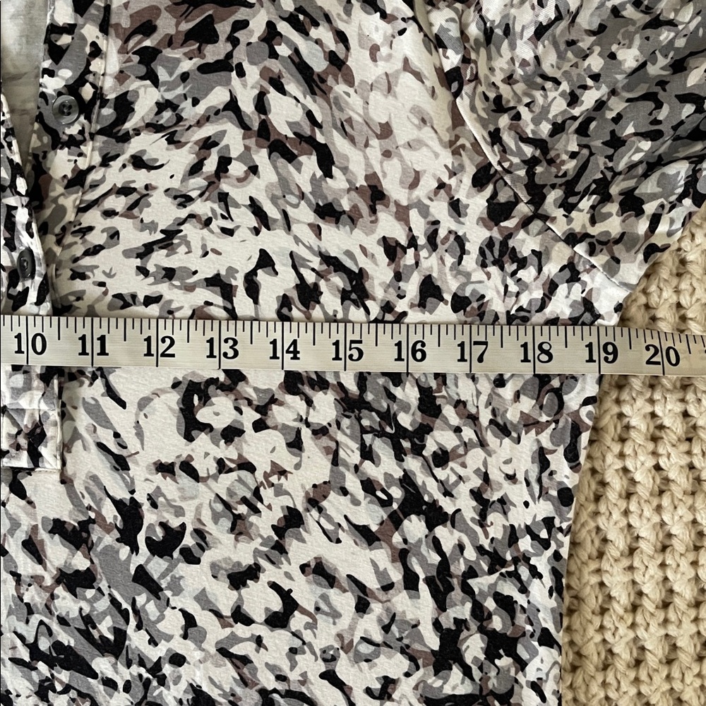 CAbi Black and White Abstract Print Jersey Knit 3/4 Sleeve Shirt Dress M - Picture 9 of 13